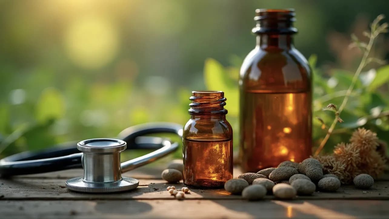 Ayurvedic medicine bottles